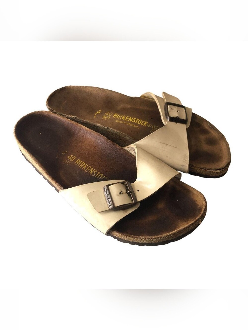 Birkenstock White Madrid Single-Strap Sandals